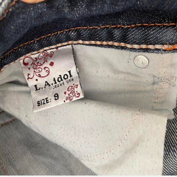 dark wash L.A IDOL bootcut low-waisted western style denim jeans – size 9 - Picture 2 of 4